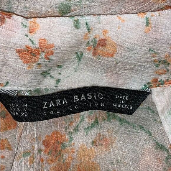 Zara Basic Collection size medium sheer floral top - Picture 2 of 8